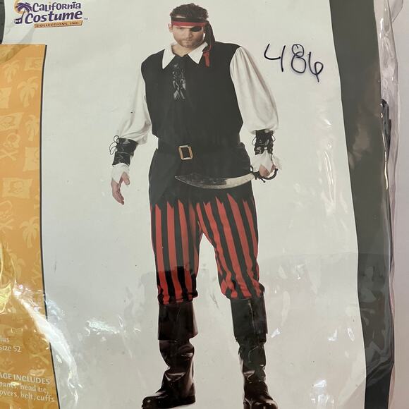Men’s Halloween Adult Plus Size Costume CUT THROAT PIRATE, California Costume Co - Picture 2 of 4